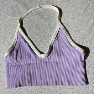 Urban Outfitters Out From Under Purple White Ribbed Halter Top Crop Sports Bra